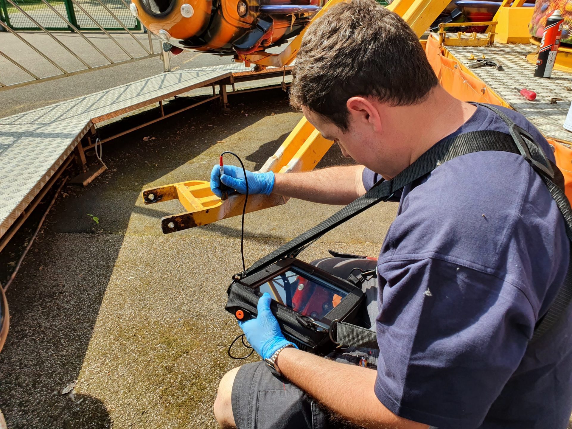 Eddy Current testing on fairground ride